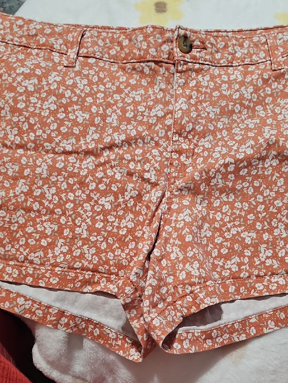 a.n.a Orange Floral Jean Shorts